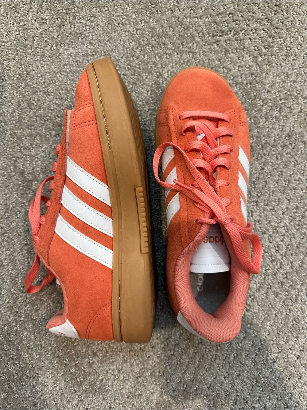 adidas Coral Suede Sneakers with White Stripes never worn